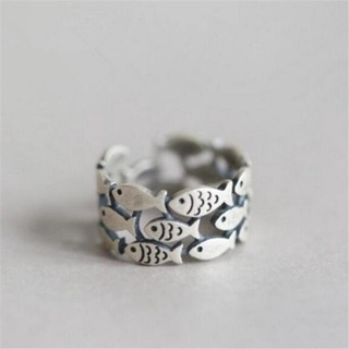 925純銀戒指復古小魚可愛魚群氣質個性戒指女指環禮物 CR027