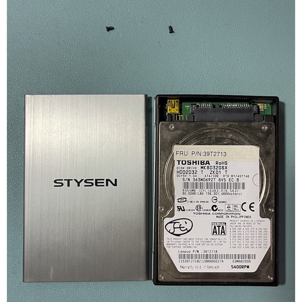 【中古良品】2.5 80G sata3 HDD＋usb 2.0 外接隨身硬碟＋外接線