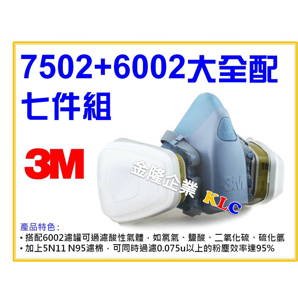 【天隆五金】(附發票) 3M 7502+6002+5N11+501 大全配 半面式防毒口罩 防毒面具 噴農藥專用