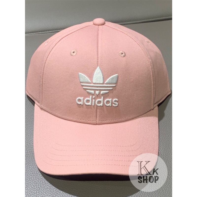 KK♦️adidas originals 愛迪達 三葉草logo 刺繡 粉色 運動老帽 帽子 EK2994