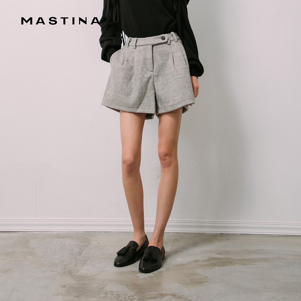 【MASTINA】細條鬆緊腰頭-女短褲 彈性 咖 灰(二色/版型寬鬆)