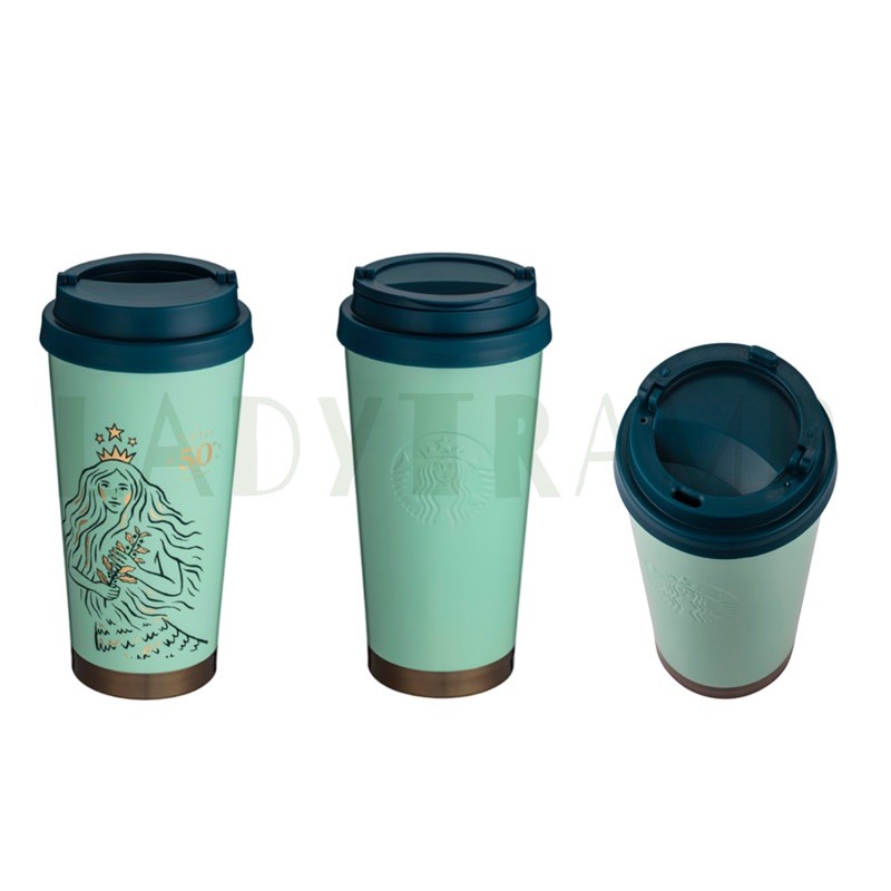 星巴克starbucks 50週年50女神湖水綠女神人魚雙層玻璃杯不銹鋼杯水壺吊飾提袋全系列 蝦皮購物