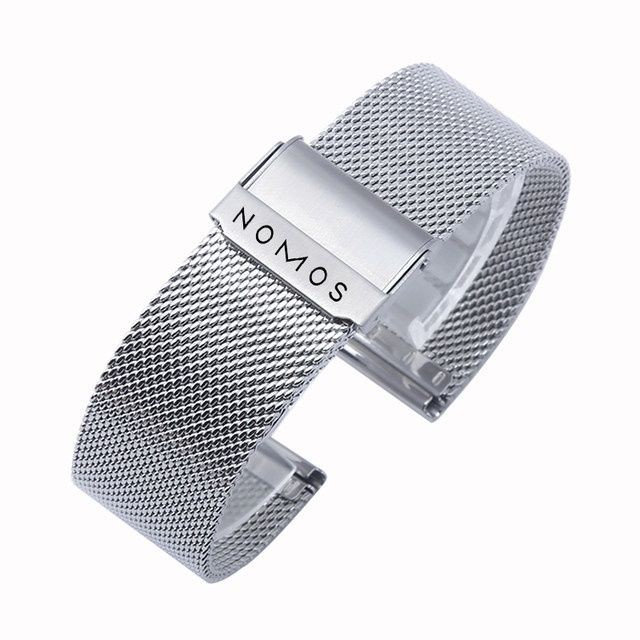 ㊣適用Nomos諾莫斯手表帶實心鋼帶男女雙保險扣編織網帶防水金屬表 鋼帶表帶 手表表帶 手表配件368