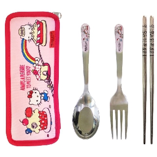 Hello Kitty 凱蒂貓 三件式餐具組 隨身餐具組 環保餐具