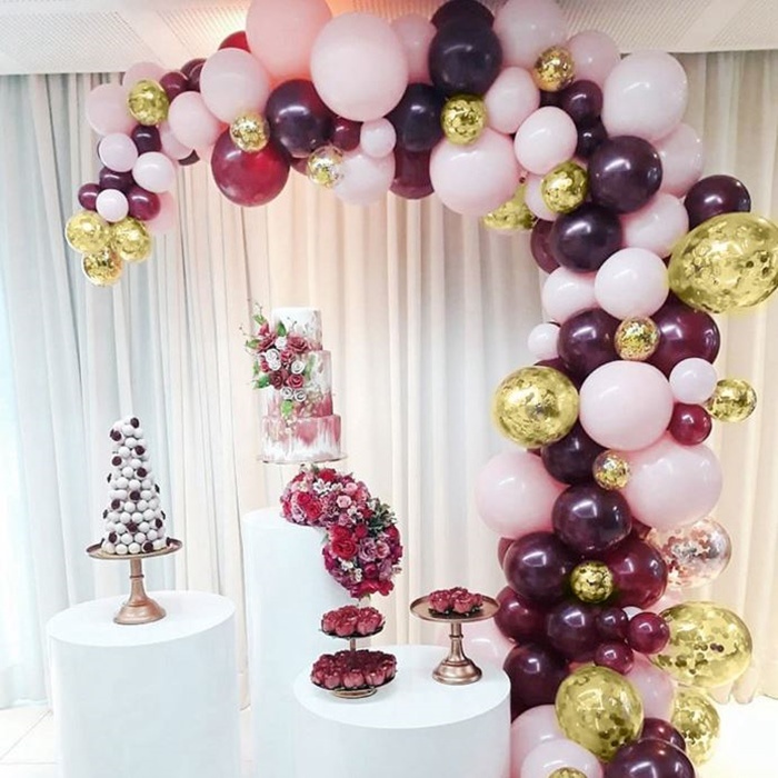 [彩虹派對屋]酒紅色系氣球鍊套組 氣球 DIY 裝飾 生日派對 婚禮 會場佈置 情人節 慶生 節慶