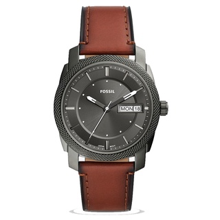 FOSSIL Machine Date Stainless黑色咖啡皮帶男錶42mm 男錶 黑面 FS5900 石英錶.