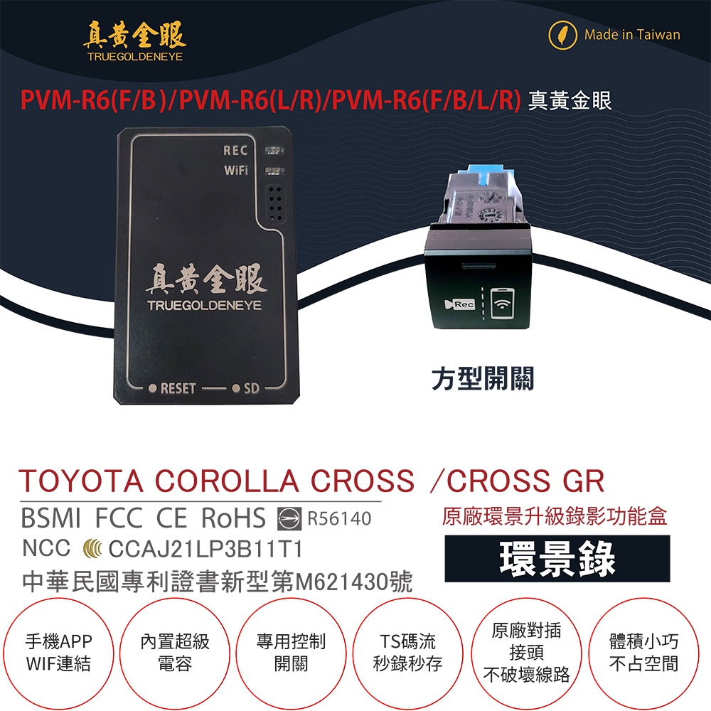 【真黃金眼】PVM-R6 TOYOTA COROLLA CROSS 原廠環景系統鏡頭 前後/左右/前後左右升級錄影功能盒