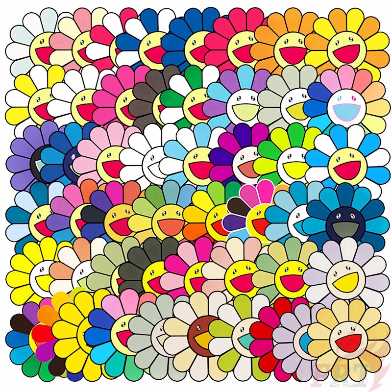 50張入 村上隆 太陽花防水塗鴉貼紙 潮流個性摩托車機車電腦行李箱吉他塗鴉貼紙 蝦皮購物