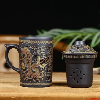 熱賣-金蟬生活百貨館-紫砂杯帶蓋過濾內膽泡茶杯辦公男士陶瓷個人專用大號主人杯茶杯