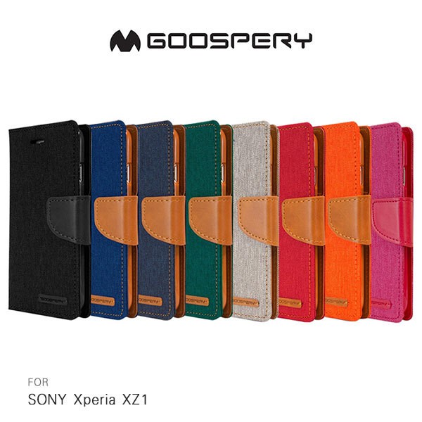 --庫米--GOOSPERY SONY Xperia XZ1 網布皮套 磁扣 可插卡 保護套