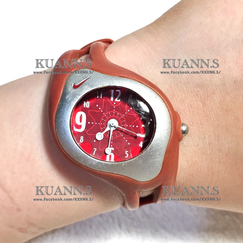 ::KUANN 於小飾::NIKE 耐吉 經典 珊瑚橘 紅色 石英錶 運動錶 | 古董錶 老錶 復古錶 小錶 圓錶