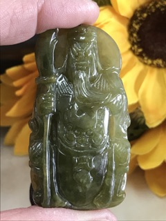 冰秋香，關聖帝君玉墜、天然翡翠A貨，緬甸玉項鍊，、關公、關老爺，文關公，冰種
