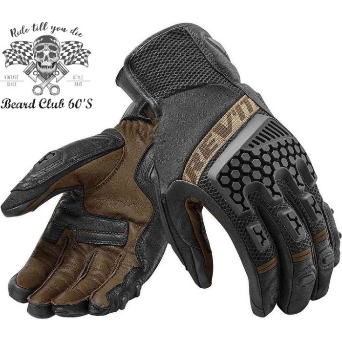 ♛大鬍子俱樂部♛ REVIT® Sand 3 荷蘭 復古 騎士 重機 透氣 山羊皮 護具 短手套 黑/棕