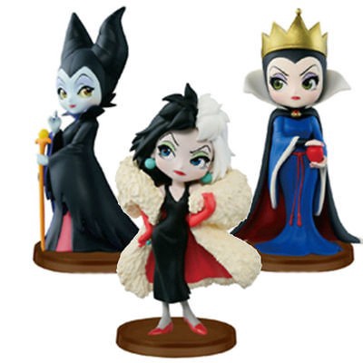 3 件/套迪士尼卡通 Q Posket Petit Maleficent Villains 套裝 Cruella 可動人