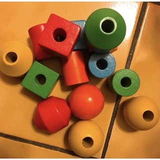 積木益智積木巧虎二手玩具原木教具木製積木穿線顏色形狀積木