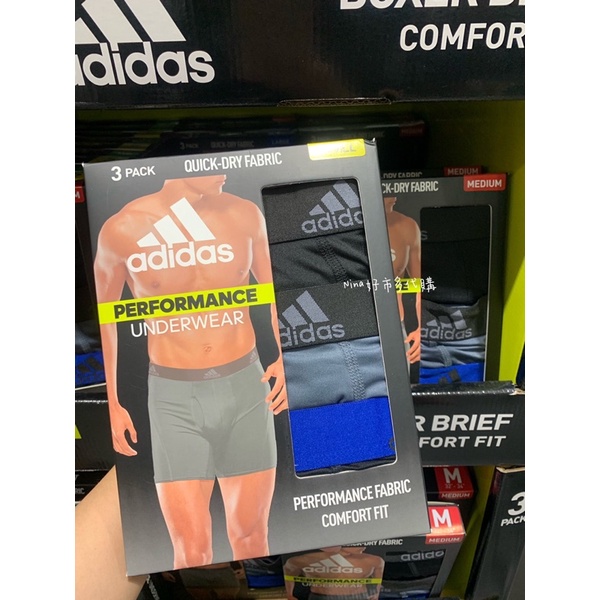 現貨·Adidas 愛迪達 男運動內褲 男四角褲 男內褲 男運動內褲三件組 Costco 好市多 代購