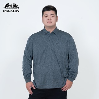 【MAXON大尺碼】臺灣製/麻灰襯衫領吸排薄長袖POLO衫XL-5L 加大尺碼 免運 83804-85