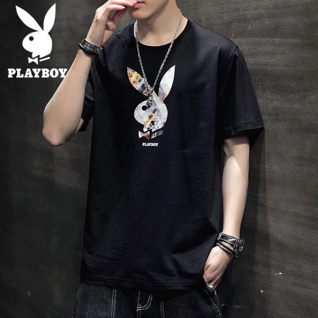 欧宝精品PLAYBOY花花公子短T短TEE短踢棉T男生衣服男裝港風t恤男短袖夏季新款純棉打底