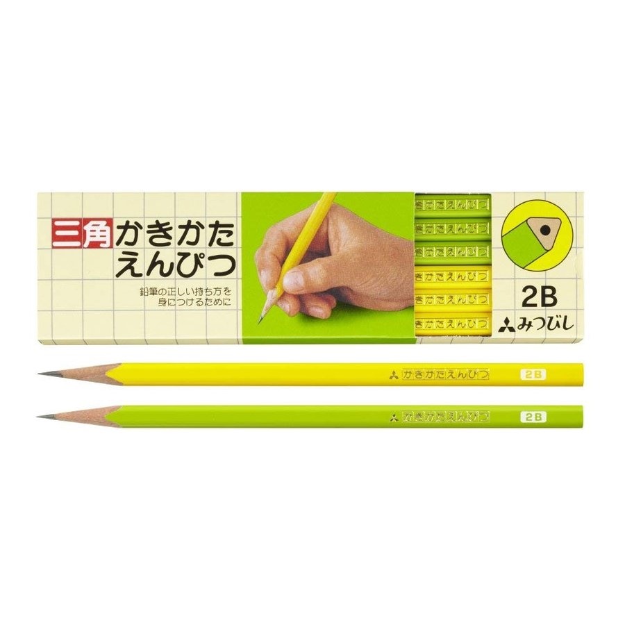 【CHL】UNI K45632B 2B木頭鉛筆 三角軸鉛筆 小學生鉛筆 兒童鉛筆 糾正握持習慣 12入 黃綠色