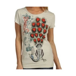 Ed Hardy 孔雀 鑽 棉T
