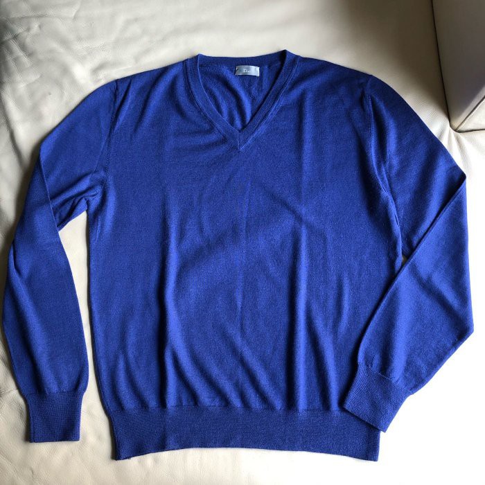 保證正品 Dior Homme DH 100% Cashmere 藍色 V領 毛衣 size L