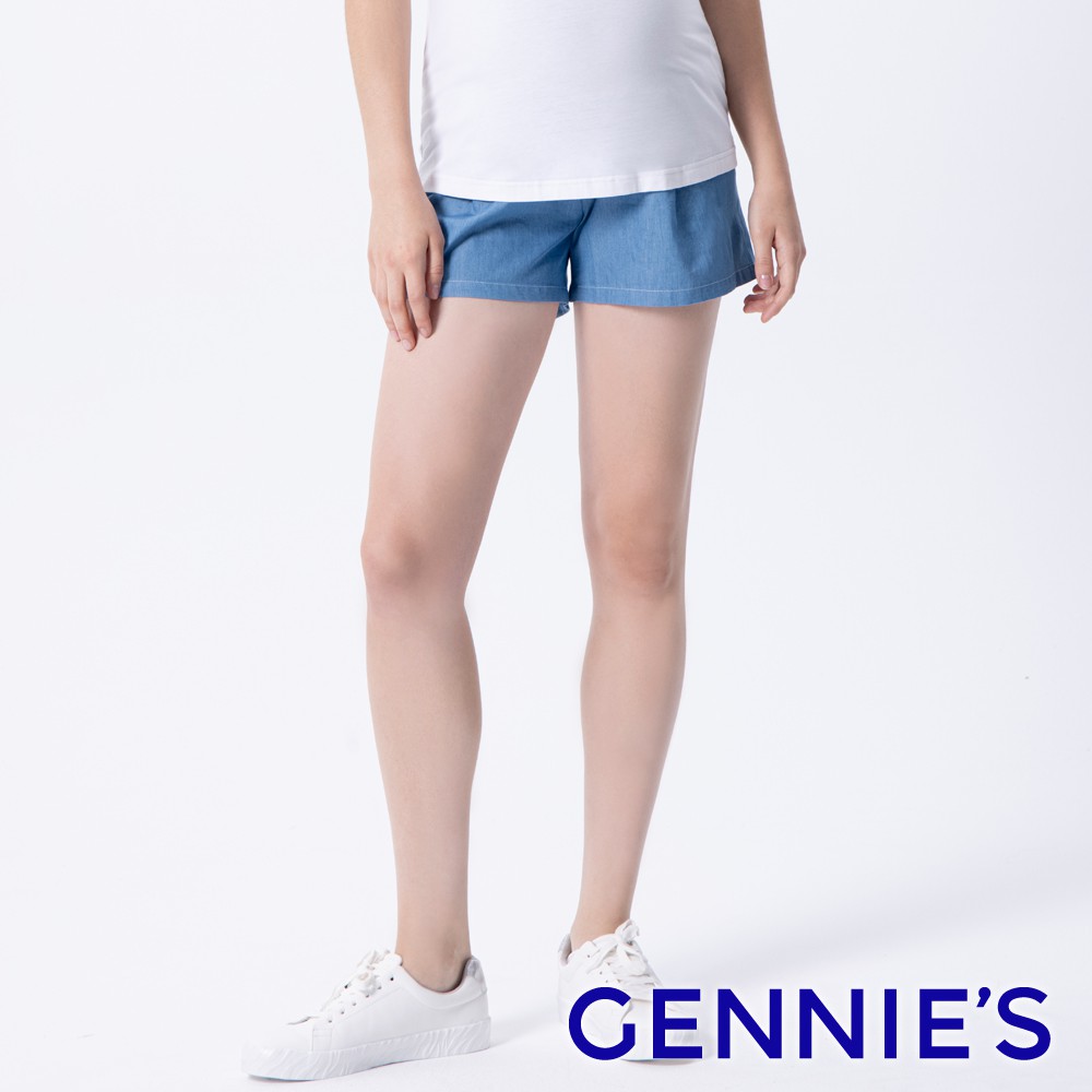 【Gennies 奇妮】清新單寧短褲-淺藍(T4H15)