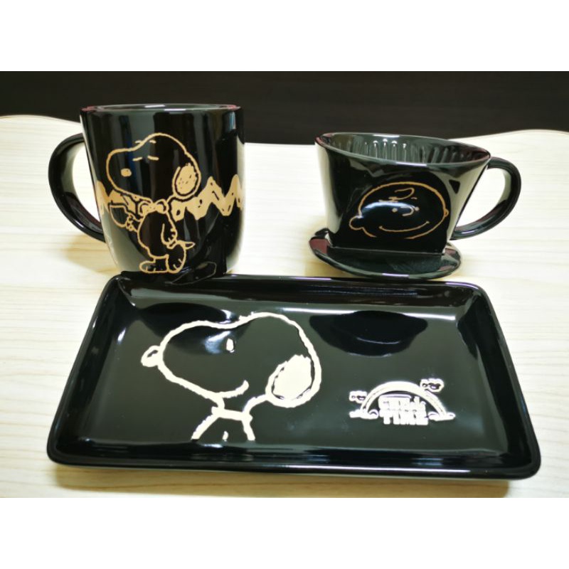 7-11  限量史努比  SNOOPY  陶瓷手沖咖啡杯盤三件組（咖啡款）