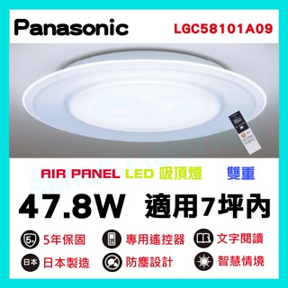 LED 47.8W 遙控 AIR PANEL 吸頂燈 LGC58101A09 雙重 國際牌 Panasonic 含稅☺