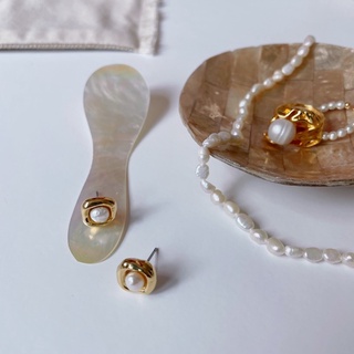 韓國代購飾品 金色棉花糖包珍珠
