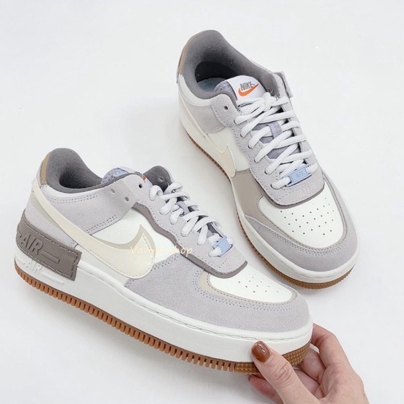 Nike Air Force 1 Shadow 白灰紫 雙勾 解構 厚底 休閒鞋 板鞋 女款 DO7449-111