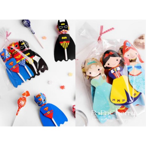 ☆PoPo Cherry☆公主 超人  造型 棒棒糖 聖誕禮物 交換禮物 耶誕 糖果 棒棒糖紙卡 派對 棒棒糖 裝飾