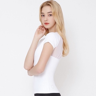 韓國 Front2line 粉色 瑜珈上衣 瑜珈服 短袖 薄紗 運動服