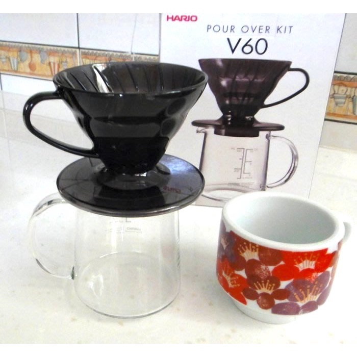 星巴克 STARBUCKS 2015 朵朵梅花 濃縮咖啡杯 馬克杯180ml 台灣製+HARIO V60 黑色濾杯咖啡壺