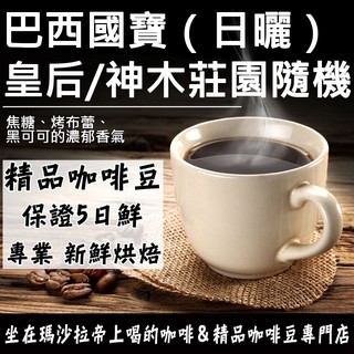 新鮮烘焙 保證5日鮮 巴西國寶（日曬） 皇后/神木莊園隨機 咖啡豆 0.5磅 精品豆 單品咖啡 莊園豆 巴西 黃波旁