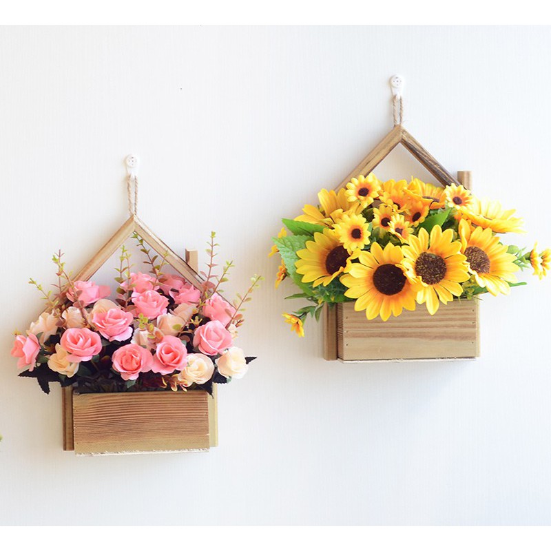 花籃壁掛籃木製花屋牆面裝飾花籃壁掛花盆裝飾 蝦皮購物