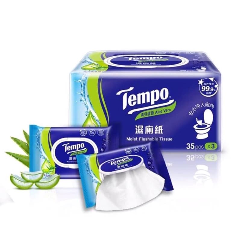 TEMPO 清爽蘆薈濕式衛生紙/35抽