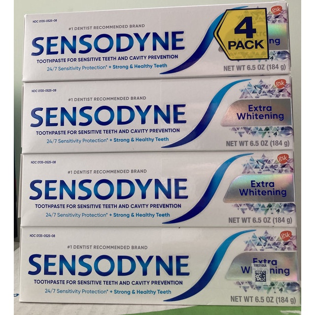 SENSODYNE 舒酸定 長效抗敏含氟 牙膏 極致亮白配方 184公克 X 4入/組 【佩佩的店】COSTCO 好市多