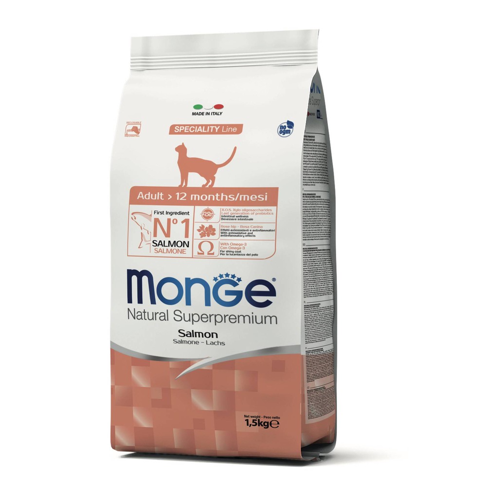 義大利 Monge 貓用飼料 天然全能系列 成貓 鮭魚口味 400g  1.5kg