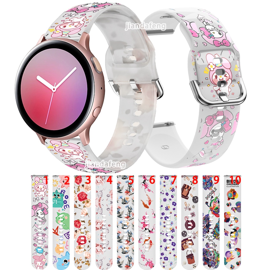 SAMSUNG 透明印花錶帶可愛錶帶適用於三星 Galaxy Watch Active 2 44/40 毫米