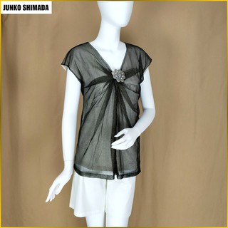 日本女裝✈️亜麻衫／JUNKO SHIMADA／新品／無袖亜麻精緻上衣／女 38號／島田順子設計／M號／A0253J