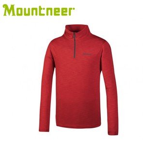 【Mountneer 山林 男遠紅雲彩保暖上衣《紅》】32P11/高領/長袖/旅遊/悠遊山水