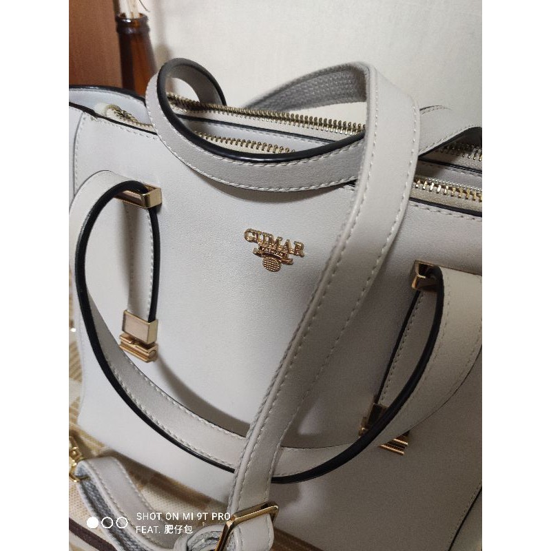 Cumar 淡灰色牛皮三用包可當手提包肩背包斜背包公事包 蝦皮購物