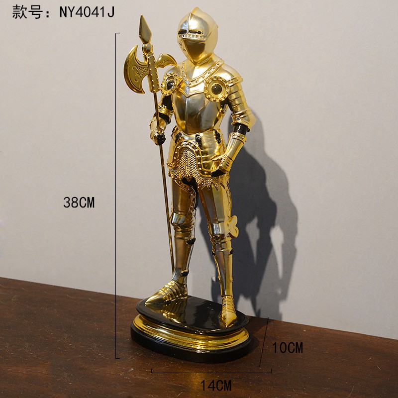 歐式輕奢金色黃金鎧甲武士盔甲騎士模型裝飾品創意時尚室內擺件 蝦皮購物