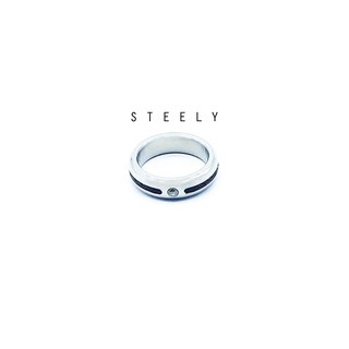 STEELY SHOP 💎簡約 黑 繩索 鑽石 鈦鋼戒指 抗敏 316L不鏽鋼 極簡 鋼索 纜繩 設計 水鑽 鋯石