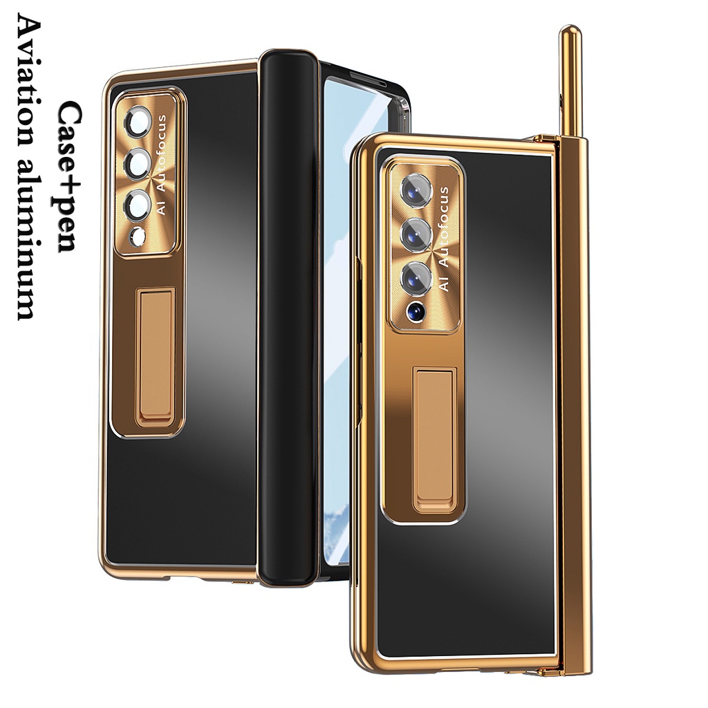 SAMSUNG 適用於三星 Galaxy Z Fold 5 手機殼支架帶 S Pen 鋼化膜全面保護適用於 Z Fold