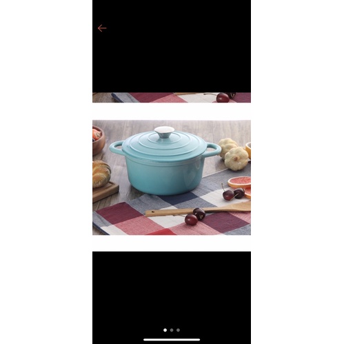 贈品出售【ROYCE 皇家玫瑰】圓形琺瑯鑄鐵鍋 薄荷藍(21cm)