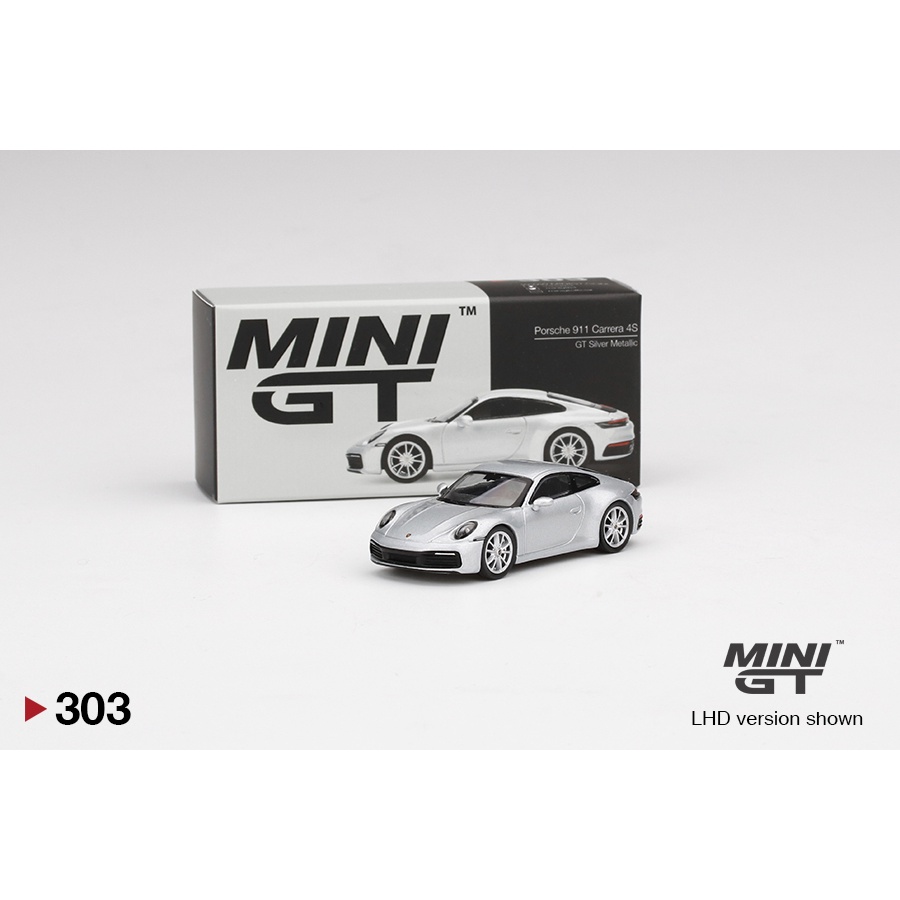 Mini GT 303 Porsche 911 (992) Carrera 4S GT Silver Metallic