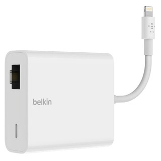 北車【Lightning轉接器】Belkin 乙太網路 + 電源轉接器連 Lightning 轉接器(總長14.4cm)