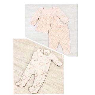 😜Gap點點睡衣組6-12M/美國品牌Joe Fresh長袖包腳絨布包屁連身衣 3-6M 5-8kg 幾乎全新