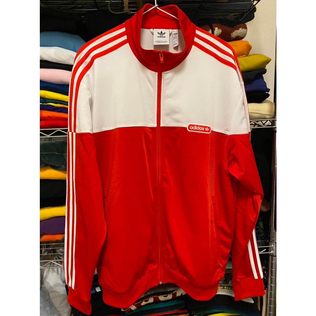 【CORNER】街角 日本小編二手出清館 日本Adidas 愛迪達經典外套 紅色(復古配色)
